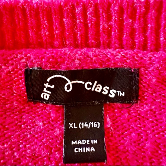 Art Class MERCI Fuzzy Cozy Sweater Hot Pink Girls XL 14 - 16 - Picture 4 of 6